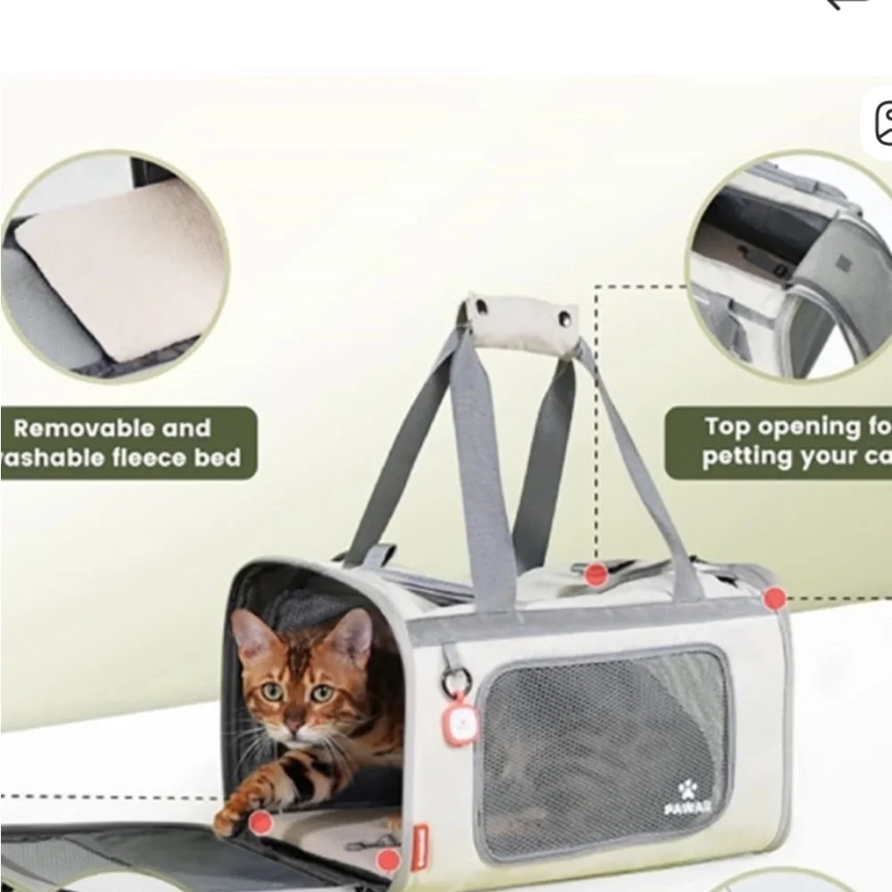 Pawaii Pet Travel Carrier Bag for Cats And Small Animals - Light Green & Gray